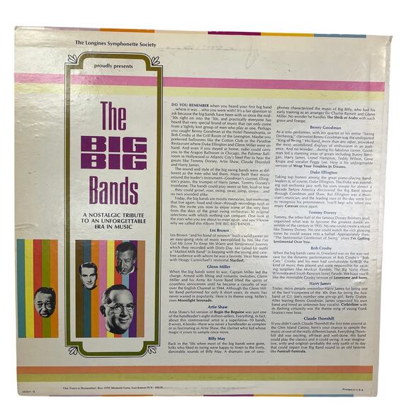Vintage 1960s The Longines Symphonette Society Big Big Bands LP Vinyl Record - Picture 2 of 2